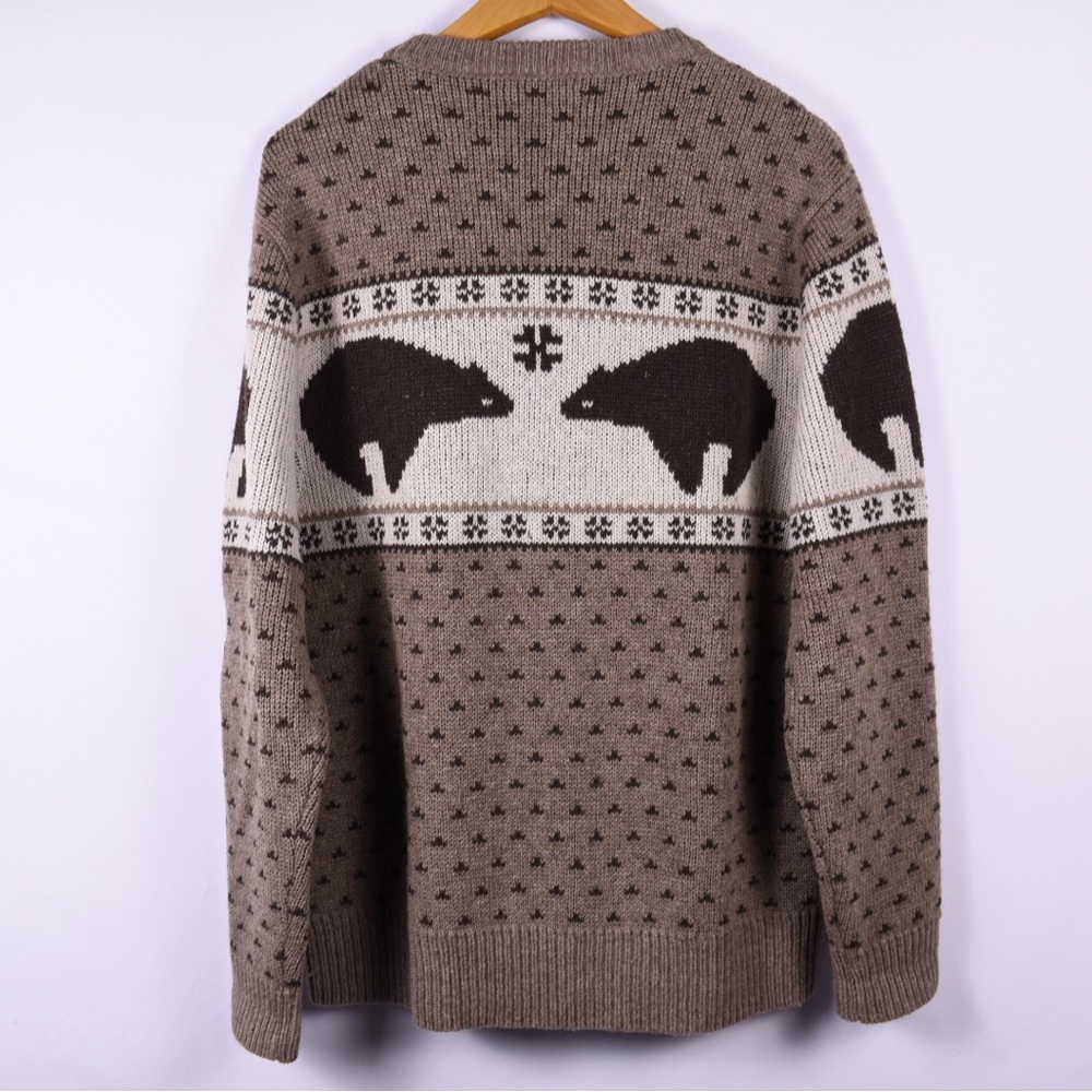 Pendleton Brown And Cream Bear Pattern Crewneck S… - image 2